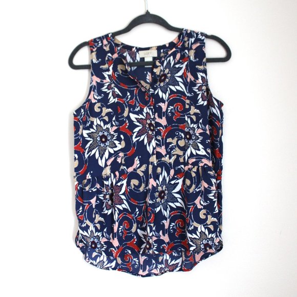 LOFT Tops - Ann Taylor LOFT Floral Peplum Henley Shell Blouse